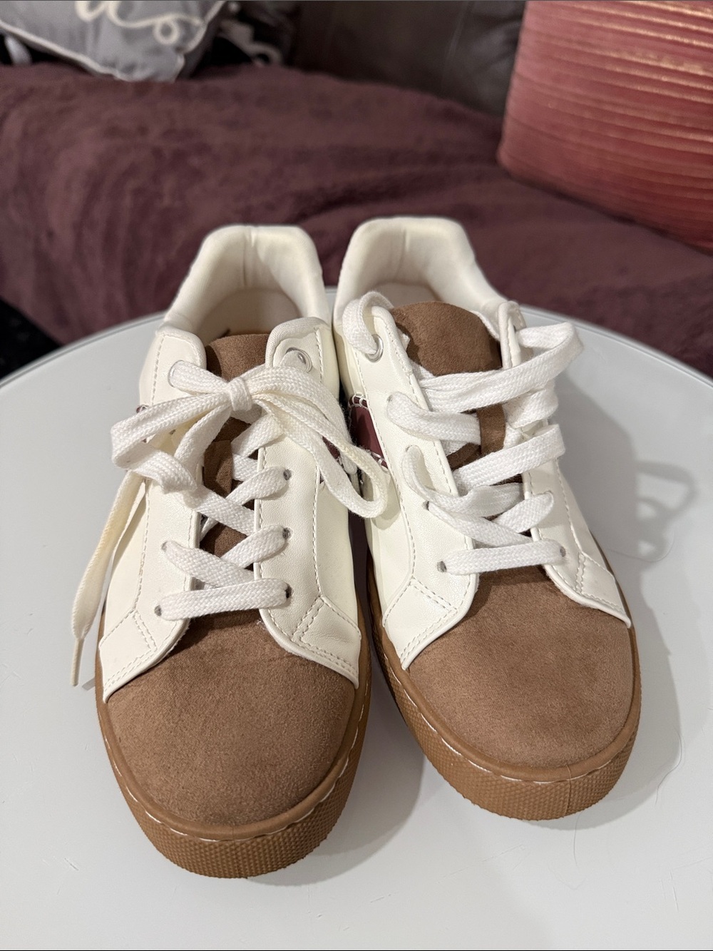 Maurices Brown and White Kids Lace-Up Sneakers